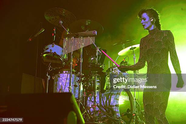 Merol performs during the Rock Zottegem Festival on July 11, 2025 in Zottegem, Belgium.