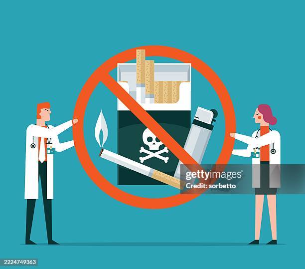 doctor saying stop to smoking - stop smoking stock illustrations