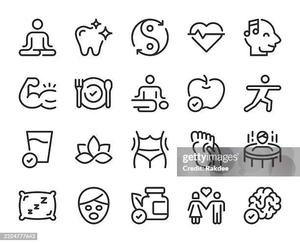 wellness - line icons - aromatherapy oil illustration stock illustrations