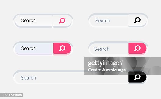 Neumorphic Search Buttons Set Soft Ui Vector Interface Elements High ...