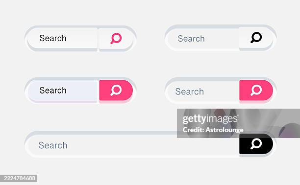 Neumorphic Search Buttons Set Soft Ui Vector Interface Elements High ...