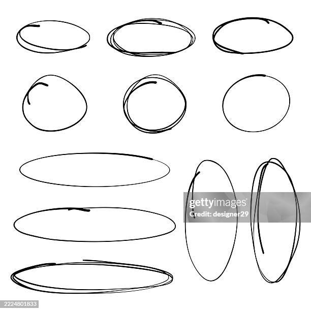 hand drawn circle frames vector set - underline vector stock illustrations