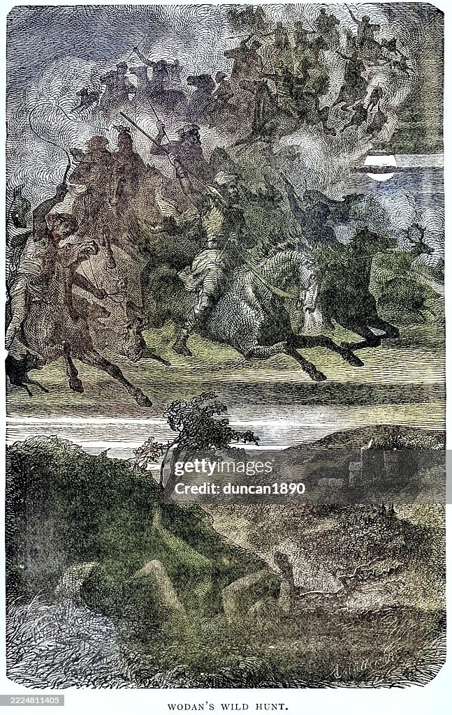 The Wild Hunt, Norse Mythology, Vintage illustration