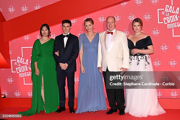 Marie Ducruet, Louis Ducruet, Princess Charlene of Monaco, Prince Albert II of Monaco and Camille Gottlieb attend the 76th Red Cross Ball on July 12,...