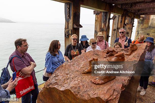 Red Erratic a 7 tonne sculpture of Damascus marble by artist Dorothy Cross for the Folkestone Triennial 2025 centres around the theme "How Lies the...