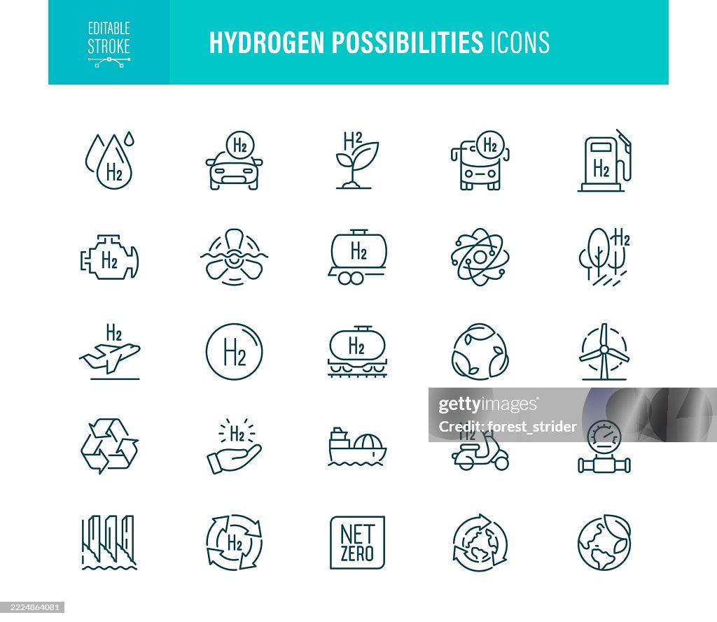 Wasserstoff Möglichkeiten Icons Bearbeitbarer Strich