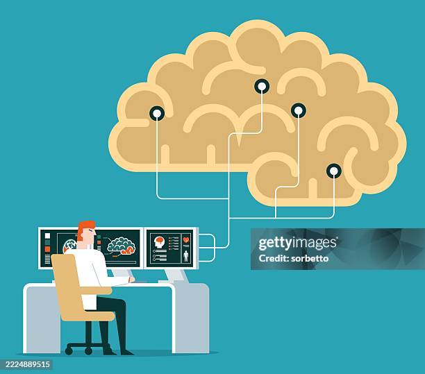 human brain and nervous system - female doctor - eeg stock illustrations