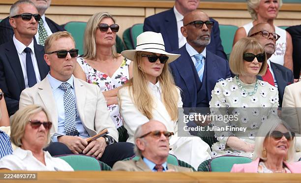 Former cyclist Sir Chris Hoy, Actress Nicole Kidman and former Editor-in-Chief of Vogue Magazine Anna Wintour look on in the Royal Box during the...
