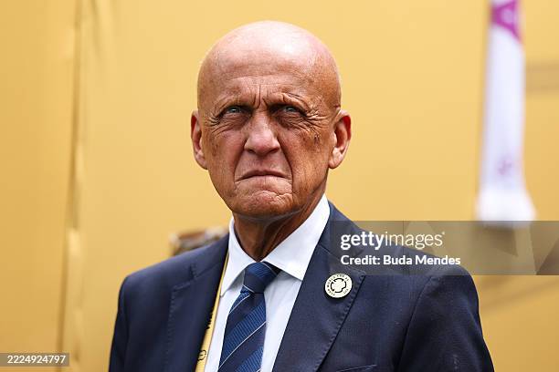 Pierluigi Collina looks on prior to the FIFA Club World Cup 2025 Final match between Chelsea FC and Paris Saint-Germain at MetLife Stadium on July...