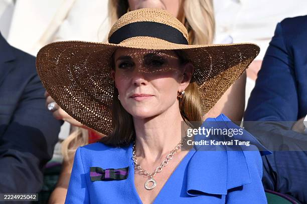 Catherine, Princess of Wales attends day fourteen of the Wimbledon Tennis Championships at the All England Lawn Tennis and Croquet Club at All...