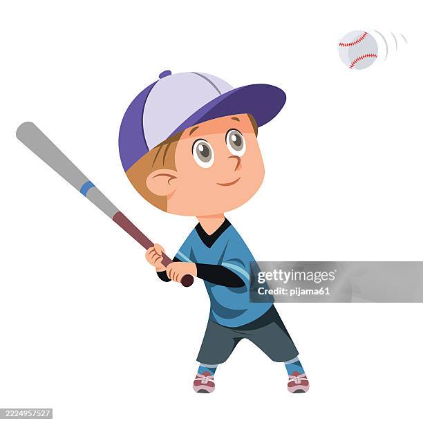 boy playing baseball. - baseball practice stock illustrations