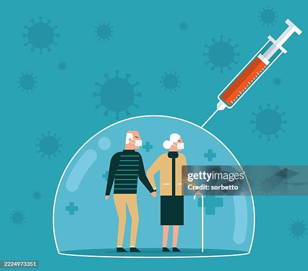 vaccination - senior adult - over protective parent stock illustrations