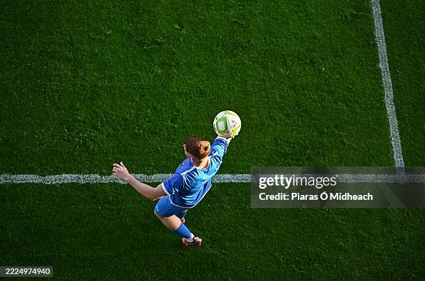 Galway , Ireland - 18 July 2025; Kyle Hayden of Tolka Rovers prepares to take a throw-in during the Sports Direct Men's FAI Cup second round match...