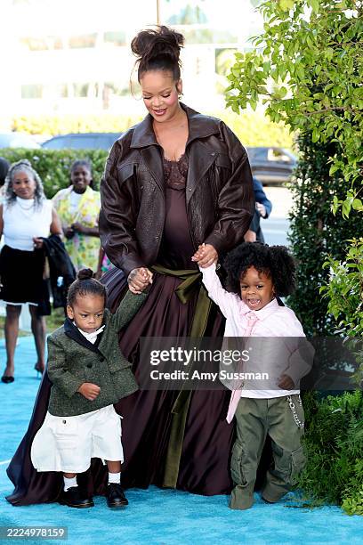 Riot Rose Mayers, Rihanna, and RZA Athelston Mayers attend the Los Angeles Premiere of Paramount Pictures “Smurfs” at Paramount Pictures Studios on...