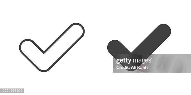 checkmark thin line and glyph solid icon. editable stroke and perfect pixel isolated on transparent background - green check mark transparent background stock illustrations