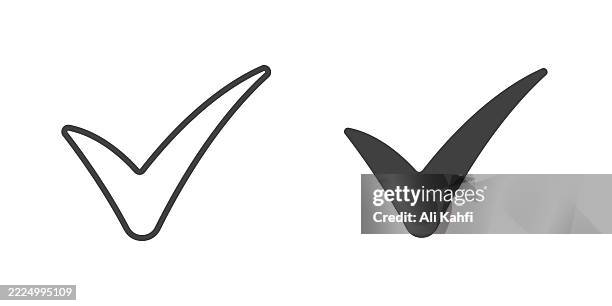 checkmark thin line and glyph solid icon. editable stroke and perfect pixel isolated on transparent background - green check mark transparent background stock illustrations