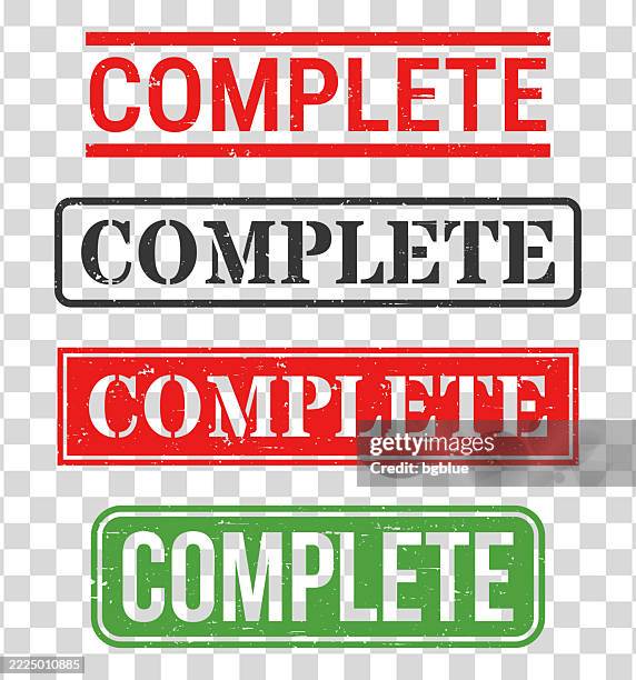 complete - rubber stamp set on blank background - completed stamp stock illustrations
