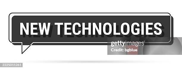 new technologies - 3d black speech bubble on white background - new text message stock illustrations