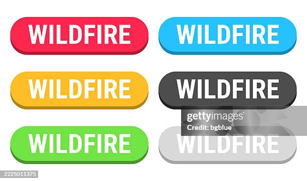 wildfire - colorful 3d click web buttons on blank background - green forest fire stock illustrations