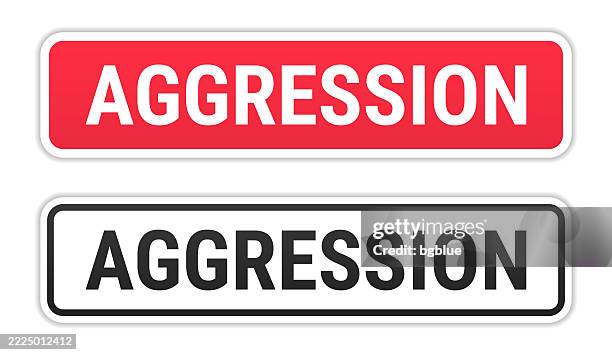 Aggressive Labelling Aggression Red And Black Labels On White Background High-Res Vector ...
