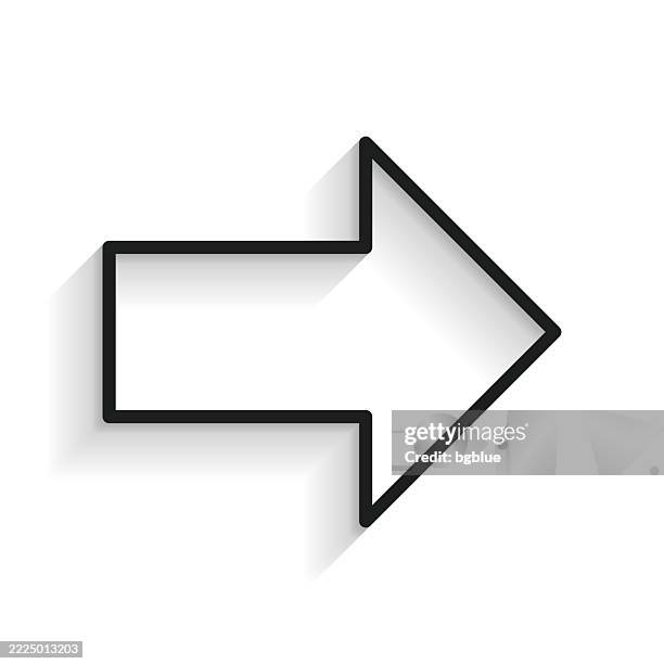 right arrow. line icon with long shadow on white background - long arrow stock illustrations