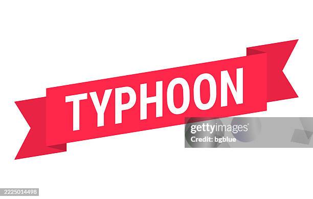 typhoon - red banner on white background - typhoon stock illustrations