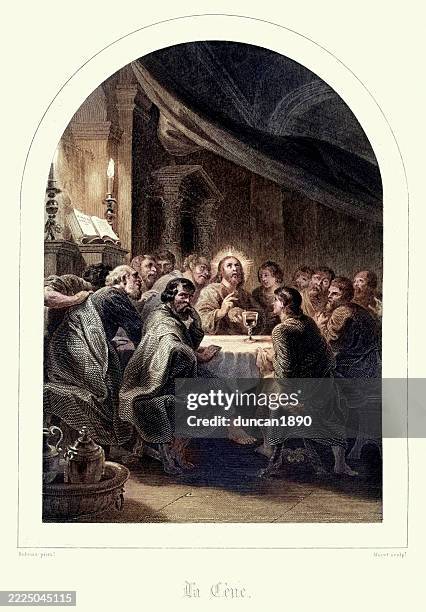 the lord's supper, new testament, bible religious illustration - last supper stock illustrations