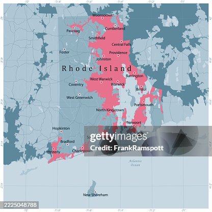 Rhode Island US State Vector Road Map Grey Rhode Island US State Vector Road Map Grey