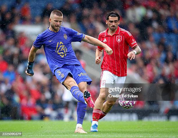 Eric Dier of AS Monaco and Jota Silva of Nottingham Forest in action during the pre-season friendly match between Nottingham Forest and AS Monaco at...