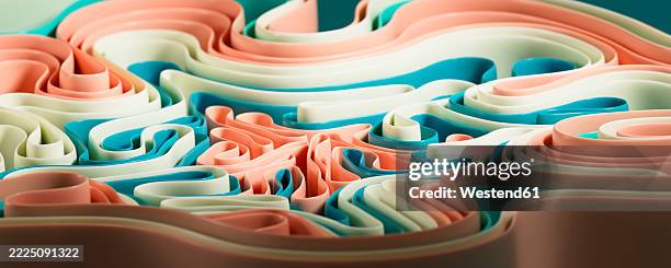 colorful abstract 3d rendering with curves and waves - plastic roll stock illustrations
