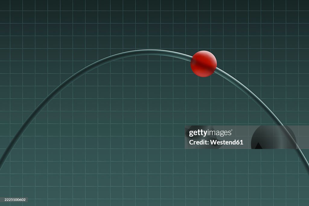 Sphere Node Graph 3d Rendering Of A Red Sphere On A Curved Graph With A Grid Background ...