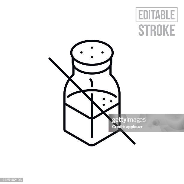 kein salzsymbol für dünne linien - bearbeitbarer strich - sodium stock-grafiken, -clipart, -cartoons und -symbole