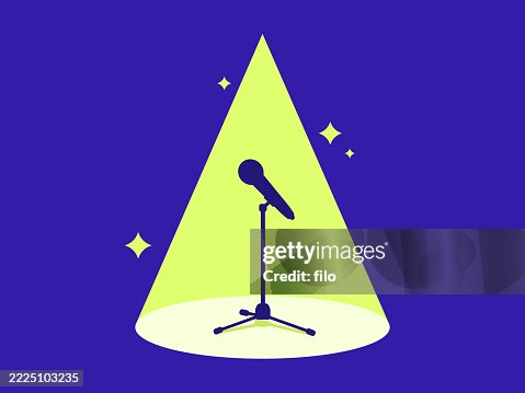 Microphone Stand-Up Performance Nightclub Spotlight Microphone Stand-Up Performance Nightclub Spotlight