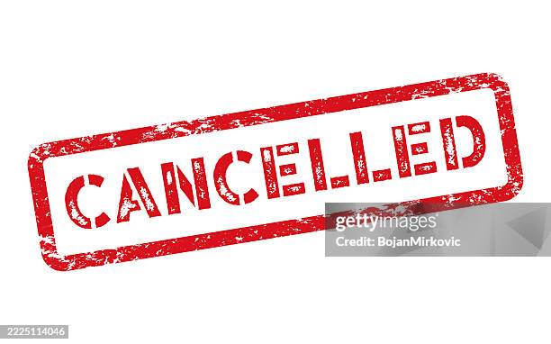 cancelled, red rubber stamp. vector - cancellation stock illustrations