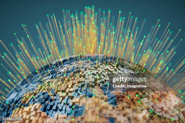 globales netzwerk und datenübertragung - globalisierung stock-fotos und bilder