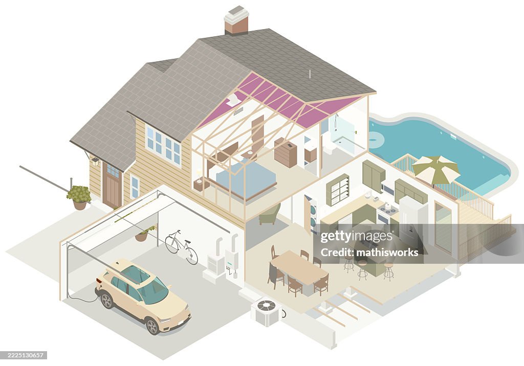 House cutaway with crawl space