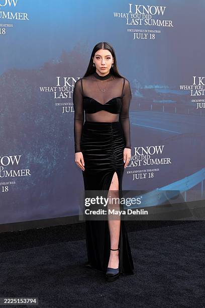 Kelsi Davies attends the Los Angeles premiere of Columbia Pictures “I Know What You Did Last Summer” at The United Theater on Broadway on July 14,...