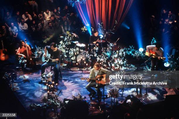 Kurt Cobain of Nirvana during the taping of MTV Unplugged at Sony Studios in New York City, 11/18/93. Photo by Frank Micelotta.