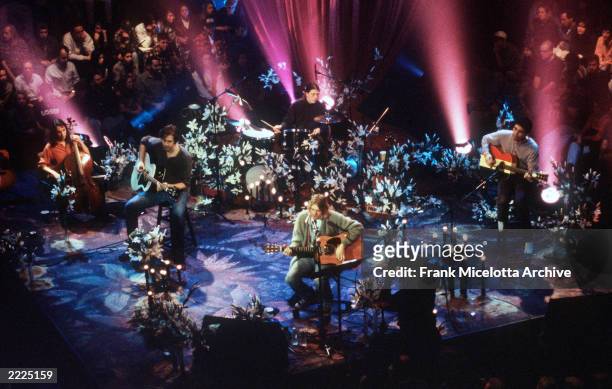 Kurt Cobain of Nirvana during the taping of MTV Unplugged at Sony Studios in New York City, 11/18/93. Photo by Frank Micelotta.