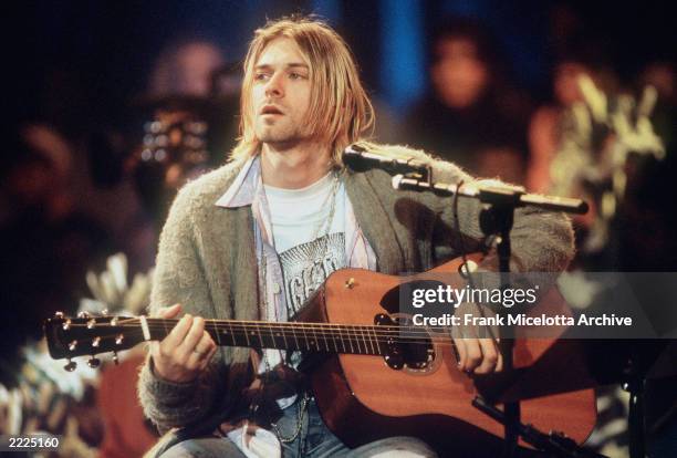 Kurt Cobain of Nirvana during the taping of MTV Unplugged at Sony Studios in New York City, 11/18/93.