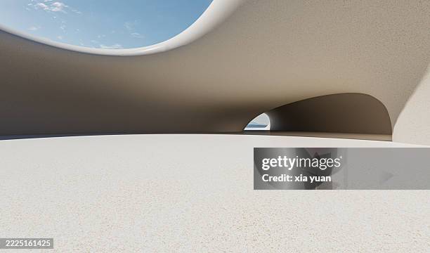 marble floor outside abstract curvilinear concrete architecture - cement floor stock pictures, royalty-free photos & images