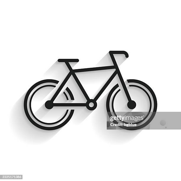bike. icon with long shadow on white background - bicycle lane stock illustrations