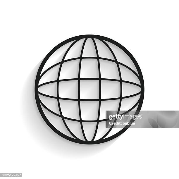 illustrazioni stock, clip art, cartoni animati e icone di tendenza di globo. icona della linea con ombra lunga su sfondo bianco - latitudine