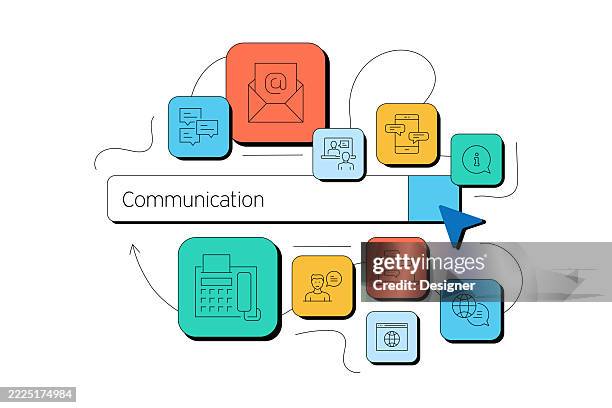 communication related vector illustration. telephone, internet, social media, chat, message, e-mail - iphone text message stock illustrations
