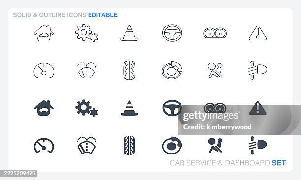 car service & dashboard - check engine light stock illustrations