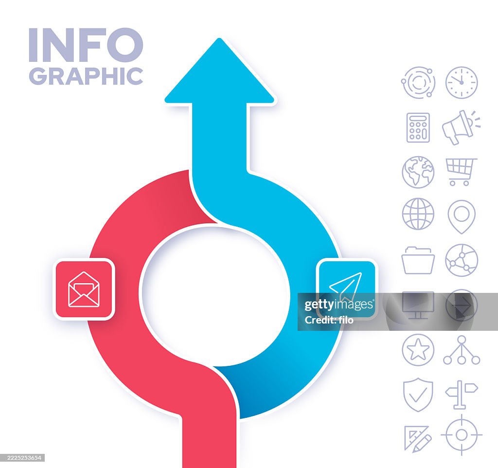 Infographic Examples Two Topic Two Topics Circle Arrow Infographic Concept Illustration High-Res ...