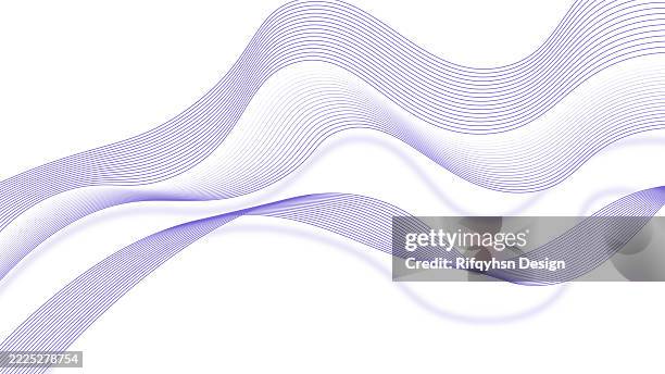 abstract blue gradient flowing wave line on white background - thin line pattern stock illustrations