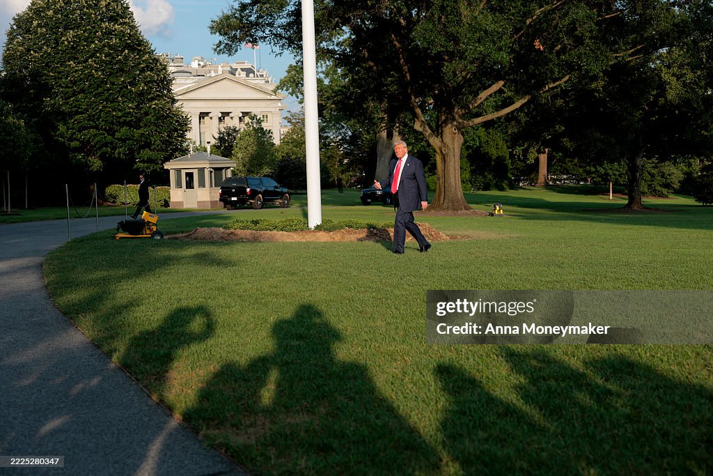 President Trump Returns To The White House On Tuesday Evening