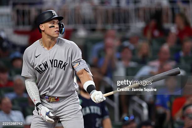 Aaron Judge of the New York Yankees bats during the fourth inning of the MLB All-Star Game at Truist Park on July 15, 2025 in Atlanta, Georgia.