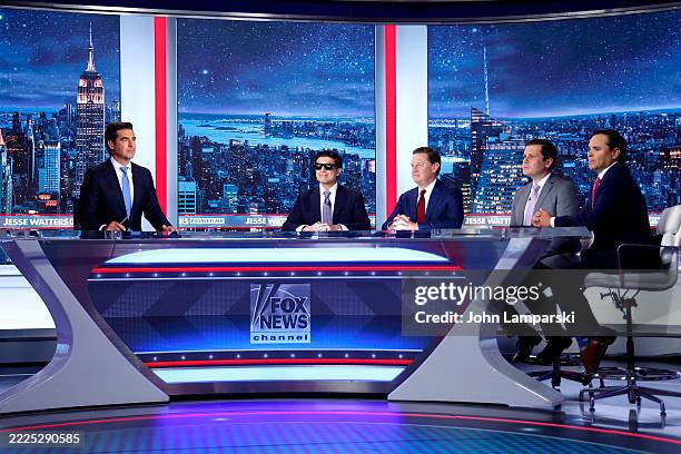 Fox anchor Jesse Watters and hosts of the "Ruthless" podcast Shashank Tripathi aka Comfortably Smug, John Ashbrook, Michael Duncan and Josh Holmes...